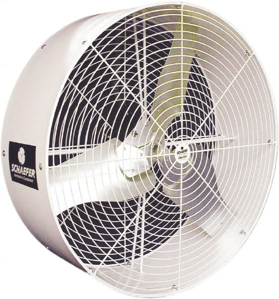 Schaefer Ventilation Equipment - 36" Blade, 1/2 hp, 11,380 CFM, Industrial Circulation Fan - Ceiling Mount, 1 Speed - Exact Tooling