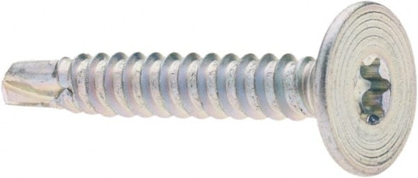 Value Collection - #10-16, Flat Head, Torx Drive, 1-1/4" Self Drilling Screw - Steel, Zinc-Plated Finish - Exact Tooling
