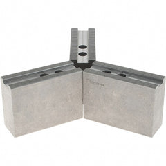 Abbott Workholding Products - 12" & Up Chuck Capacity, 1.5mm x 60° Serrated Attachment, Square Soft Lathe Chuck Jaw - 3 Jaws, Steel, 1.1811" Btw Mount Hole Ctrs, 5-1/2" Long x 2" Wide x 4" High, 0.8268" Groove, 0.6299" & 16mm Fastener - Exact Tooling