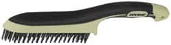 Hyde Tools - 1-1/8 Inch Trim Length Steel Scratch Brush - 6" Brush Length, 11-3/4" OAL, 1-1/8" Trim Length, Plastic with Rubber Overmold Ergonomic Handle - Exact Tooling