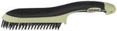 Hyde Tools - 1-1/8 Inch Trim Length Steel Scratch Brush - 6" Brush Length, 11-3/4" OAL, 1-1/8" Trim Length, Plastic with Rubber Overmold Ergonomic Handle - Exact Tooling
