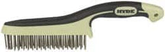 Hyde Tools - 1-1/8 Inch Trim Length Stainless Steel Scratch Brush - 6" Brush Length, 11-3/4" OAL, 1-1/8" Trim Length, Plastic with Rubber Overmold Ergonomic Handle - Exact Tooling