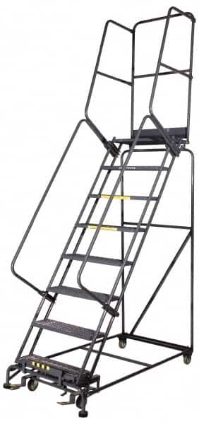 Ballymore - 135" 9 Step Ladder - Rolling Safety Ladder, 450 Lb Capacity, 90" Platform Height, 32" Base Width x 68" Base Depth, Grip Strut - Exact Tooling