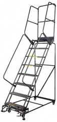 Ballymore - 135" 9 Step Ladder - Rolling Safety Ladder, 450 Lb Capacity, 90" Platform Height, 32" Base Width x 68" Base Depth, Grip Strut - Exact Tooling