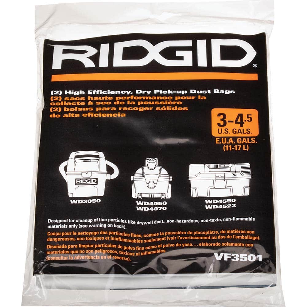 Ridgid - Vacuum Cleaner Filters Vacuum Type: Wet/Dry Vacuum Filter Type: Bag - Exact Tooling