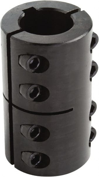 Climax Metal Products - 16mm Inside x 34mm Outside Diam, Two Piece Rigid Coupling with Keyway - 50mm Long x 5mm Keyway Width x 3mm Keyway Depth - Exact Tooling