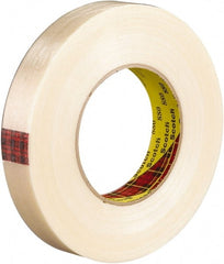 3M - 18mm x 55m Translucent Rubber Adhesive Strapping Tape - Polyester Yarn Filament-Reinforced Backing, 7.7 mil Thick, 270 Lb Tensile Strength, Series 880 - Exact Tooling