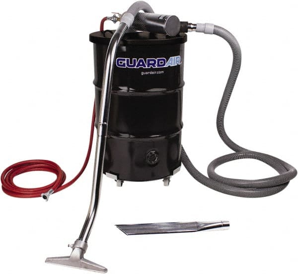 Guardair - 55 Gal Steel Tank, Air Powered Wet/Dry Vacuum - 15 Peak hp, 20' Hose Fitting, Cordless, Cartridge Filter - Exact Tooling