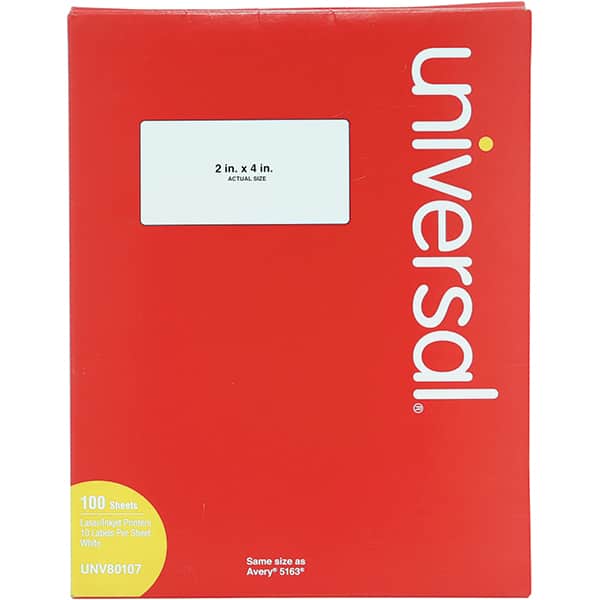 UNIVERSAL - 4" Long, White Paper Laser Label - For Inkjet Printers, Laser Printers - Exact Tooling