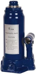 Value Collection - 6 Ton Capacity Side Pump Bottle Jack - 8-1/2" to 16-5/8" High, 5-1/4" Piston Stroke, 2-7/8" Screw Length, 13/16" Screw Diam, 1.3" Plunger Diam, 4-3/8" Long x 4" Wide Base - Exact Tooling