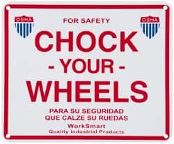 Value Collection - "Chock Your Wheels", Aluminum Safety Sign - Use for Accident Prevention - Exact Tooling