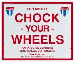 Value Collection - "Chock Your Wheels", Aluminum Safety Sign - Use for Accident Prevention - Exact Tooling
