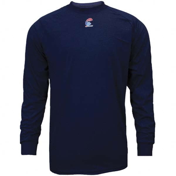 National Safety Apparel - Size M Navy Blue Flame Resistant/Retardant Long Sleeve Base Layer Shirt - Exact Tooling