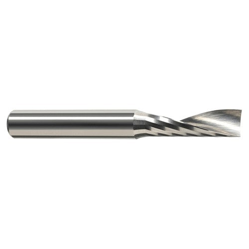 End Mills for Plastics - Single Flute - 0.0469″ (3/64″) Cutter Diameter × 0.2500″ (1/4″) Length of Cut Carbide Square Upcut End Mill for Plastic, 1 Flute - Exact Tooling