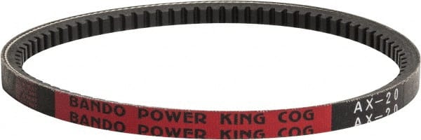 Bando - Section AX, 1/2" Wide, 114" Outside Length, V-Belt - Rubber Compound, Black, Classic Cogged, No. AX112 - Exact Tooling