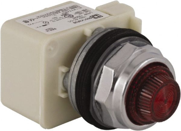 Schneider Electric - 120 V Red Lens Incandescent Pilot Light - Round Lens, Screw Clamp Connector - Exact Tooling