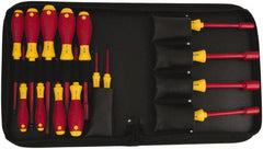 Wiha - 15 Piece 1/4 to 1/2" Insulated Nutdriver Set - Cushion Grip Handle - Exact Tooling