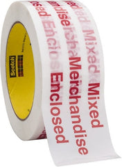 3M - 2" x 110 Yd Red & White Rubber Adhesive Packaging Tape - Polypropylene Film Backing, 1.9 mil Thick, 35 Lb Tensile Strength, Series 3775 - Exact Tooling