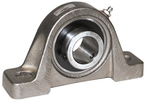Browning - 3/4" ID, 5" OAL x 2-17/32" OAH Pillow Block Air Handling - 1,444 Lb Static Cap, 2,611 Lb Dyn Cap, 3-3/4" Btw Mnt Hole Ctrs, 1-5/16" Base-to-Ctr Ht, Cast Iron - Exact Tooling