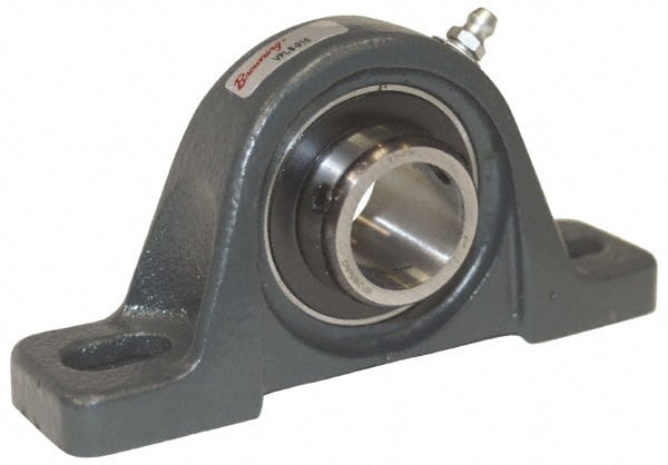 Browning - 5/8" ID, 4-7/8" OAL x 2-3/32" OAH Pillow Block - 1,444 Lb Static Cap, 2,611 Lb Dyn Cap, 3-5/8" Btw Mnt Hole Ctrs, 1-1/16" Base-to-Ctr Ht, Cast Iron - Exact Tooling