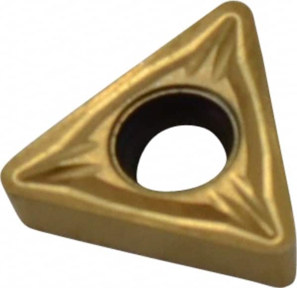 Seco - TCMT21.52 MF2 Grade CP500 Carbide Turning Insert - TiAlN/TiN Finish, 60° Triangle, 1/4" Inscr Circle, 3/32" Thick, 1/32" Corner Radius - Exact Tooling