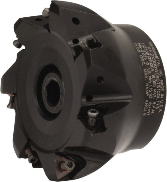 Kennametal - 7 Inserts, 2.362" Cut Diam, 1" Arbor Diam, 0.059" Max Depth of Cut, Indexable Square-Shoulder Face Mill - 0° Lead Angle, 1-3/4" High, WOEJ..GD & WOEJ..HD Insert Compatibility, Series Kenfeed - Exact Tooling