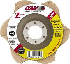 Camel Grinding Wheels - 60 Grit, 5" Disc Diam, 7/8" Center Hole, Type 27 Zirconia Alumina Flap Disc - 12,200 Max RPM, Poly Cotton Backing, Arbor Attaching System, Coated - Exact Tooling