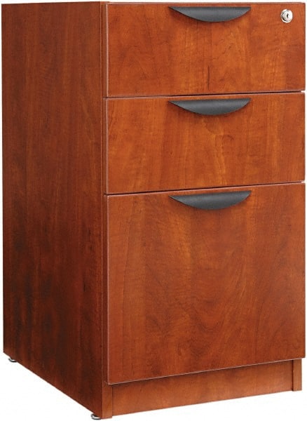 ALERA - 15-5/8" Wide x 28-1/2" High x 28-1/2" Deep, 3 Drawer Full Pedestal - Woodgrain Laminate, Cherry - Exact Tooling