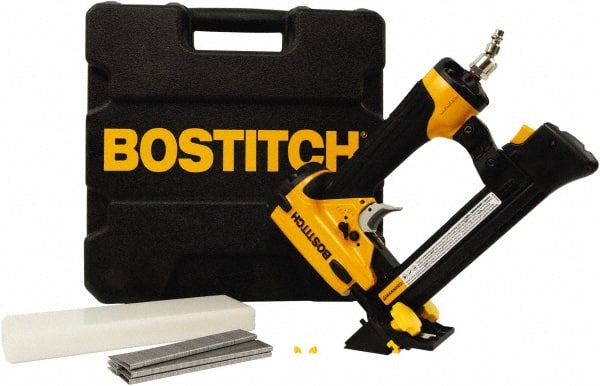 Stanley Bostitch - 1/2" Crown, 20 Gauge, 100 Staple Capacity Power Stapler - 1/4" Inlet, 70 to 120 psi Air Pressure, Includes Carrying Case - Exact Tooling