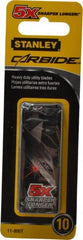 Stanley - 10 Piece Carbide-Tipped Utility Knife Blade - 61mm OAL, 0.022" Blade Thickness - Exact Tooling