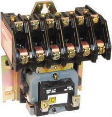 Square D - No Enclosure, 6 Pole, Electrically Held Lighting Contactor - 20 A (Tungsten), 30 A (Fluorescent), 110 VAC at 50 Hz, 120 VAC at 60 Hz, 6NO Contact Configuration - Exact Tooling