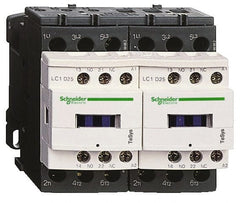 Schneider Electric - 3 Pole, 120 Coil VAC at 50/60 Hz, 18 Amp at 440 VAC, Reversible IEC Contactor - 1 Phase hp: 1 at 115 VAC, 3 at 230/240 VAC, 3 Phase hp: 10 at 460/480 VAC, 15 at 575/600 VAC, 5 at 200/208 VAC, 5 at 230/240 VAC - Exact Tooling