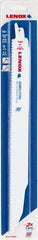 Lenox - 12" Long x 7/8" Thick, Bi-Metal Reciprocating Saw Blade - Straight Profile, 6 TPI, Toothed Edge - Exact Tooling