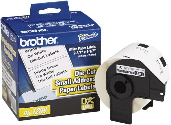 Brother - 1.1" Wide x 2-3/16" Long, White Paper Shipping Label - For PC Label Printers - Exact Tooling