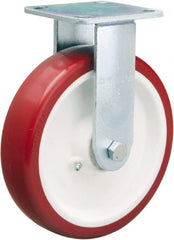 Hamilton - 8" Diam x 2" Wide x 9-1/2" OAH Top Plate Mount Rigid Caster - Polyurethane Mold on Polypropylene, 900 Lb Capacity, Straight Roller Bearing, 4 x 4-1/2" Plate - Exact Tooling