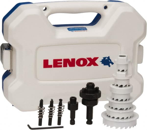 Lenox - 15 Piece, 7/8" to 2-1/2" Saw Diam, Electrician's Hole Saw Kit - Carbide-Tipped, Toothed Edge, Includes 6 Hole Saws - Exact Tooling