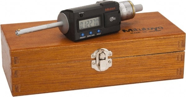 Mitutoyo - 0.275" to 0.35", IP65, TiN Finish, Electronic Inside Micrometer - 0.00005" Resolution, 0.0001" Accuracy - Exact Tooling