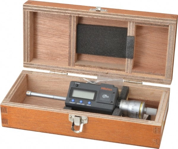 Mitutoyo - 0.35" to 0.425", IP65, TiN Finish, Electronic Inside Micrometer - 0.00005" Resolution, 0.0001" Accuracy - Exact Tooling