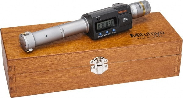 Mitutoyo - 1" to 1.2", IP65, TiN Finish, Electronic Inside Micrometer - 0.00005" Resolution, 0.00015" Accuracy - Exact Tooling