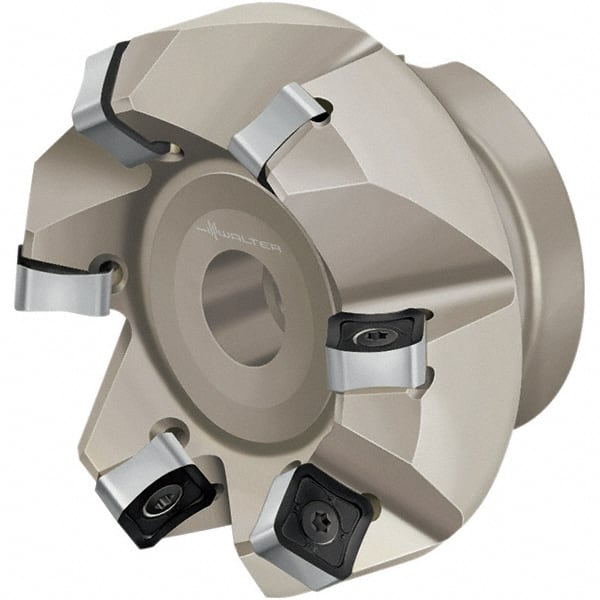 Walter - 100mm Cut Diam, 32mm Arbor Hole, 9mm Max Depth of Cut, Indexable Chamfer & Angle Face Mill - 7 Inserts, SN . X 1606 . . Insert, Right Hand Cut, 7 Flutes, Through Coolant, Series Xtra-tec - Exact Tooling