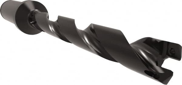 Allied Machine and Engineering - Series 11, 11 to 12mm Diam, 5/8" Diam Straight Shank with Flange, Helical Flute Spade Drill - 3-19/64" Max Depth, 4-11/32" Body Length, 6-7/32" OAL, Standard Length, Through Coolant - Exact Tooling