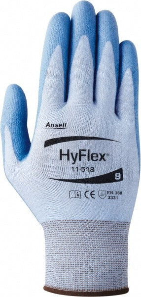Ansell - Size 2XL (11), ANSI Cut Lvl 2, Puncture Lvl 2, Abrasion Lvl 3, Polyurethane Coated Dyneema Diamond HPPE liner Cut Resistant Gloves - 12" Long, Palm Coated, Dyneema/Nylon & Spandex Lining, Knit Wrist, Blue, Paired - Exact Tooling