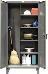 Strong Hold - 4 Shelf Combination Storage Cabinet - Steel, 60" Wide x 24" Deep x 72" High, Dark Gray - Exact Tooling
