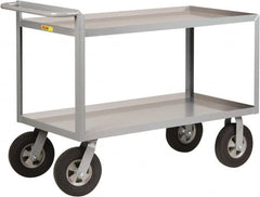 Little Giant - 1,500 Lb Capacity, 2 Shelf, Steel Shelf Truck - 36" Long x 24" Wide x 38-1/2" High, 10" Diam Solid Rubber Wheels - Exact Tooling