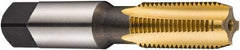 DORMER - 1/2-14 NPSF Thread, 4 Flute Standard Pipe Tap - 100mm OAL, 35mm Thread Length, TiN Finish, High Speed Steel - Exact Tooling