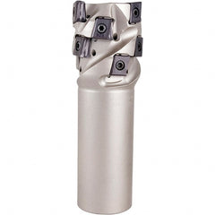 Iscar - 2" Cut Diam, 1.87" Max Depth of Cut, 1-1/2" Shank Diam, 5-1/4" OAL, Indexable Square Shoulder End Mill - T490 LN.T 1306 Inserts, Cylindrical Shank, 90° Lead Angle, Through Coolant, Series Helitang - Exact Tooling