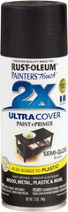 Rust-Oleum - Black, Semi Gloss, Enamel Spray Paint - 8 Sq Ft per Can, 12 oz Container, Use on Multipurpose - Exact Tooling