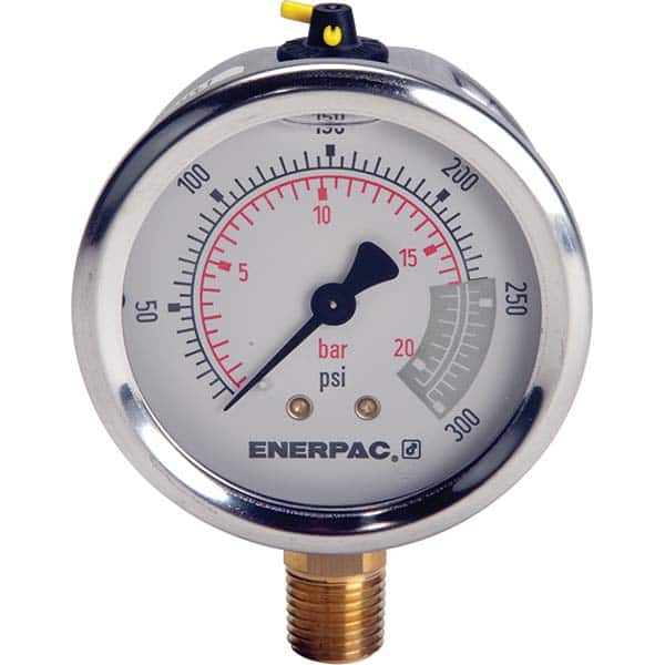 Enerpac - Hydraulic Pressure Gages & Adapters Type: Glycerine Filled Pressure Rating: 300 - Exact Tooling