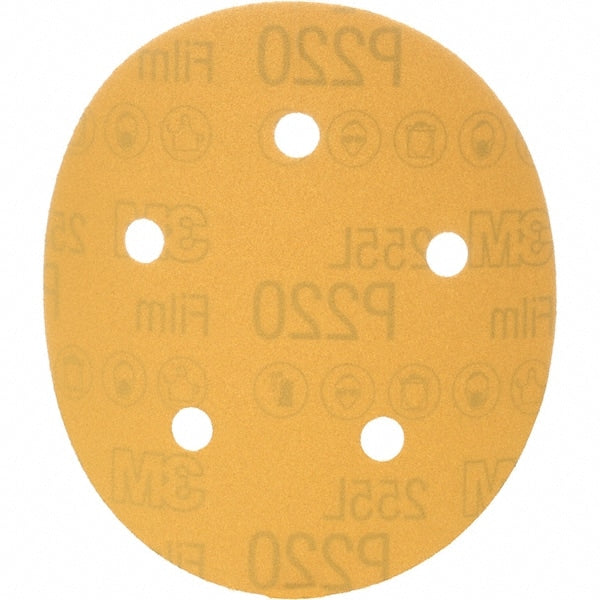 3M - 5" Diam, 220 Grit, Aluminum Oxide Hook & Loop Disc - Extra Fine Grade, Coated, Series 255L - Exact Tooling