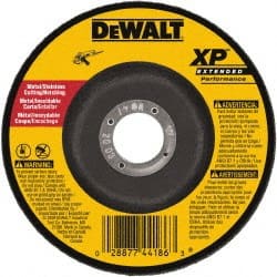 DeWALT - 24 Grit, 6" Wheel Diam, 3/32" Wheel Thickness, 7/8" Arbor Hole, Type 27 Depressed Center Wheel - Zirconia Alumina, Resinoid Bond, 10,100 Max RPM - Exact Tooling